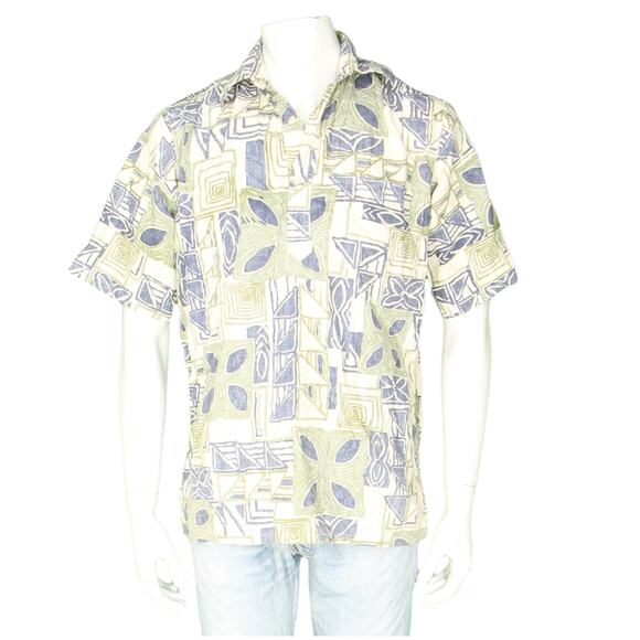 Go Barefoot Hawaiian Aloha Tropical Camp Pullover Reverse Print USA Made Shirt M - Picture 2 of 4